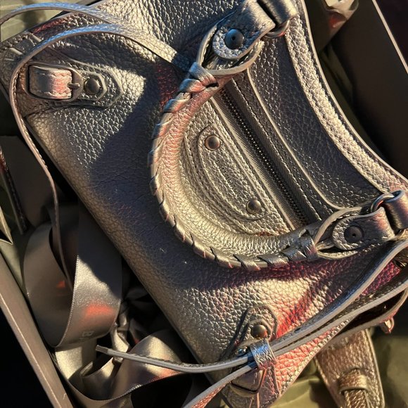 Balenciaga Mini Neo Classic City Metallic Leather Silver-Brand New Used 3x Max! - Picture 5 of 5